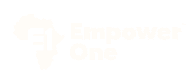 Empower One primary lockup in Eggshell on a dark background